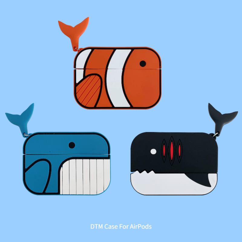 鲨鱼适用苹果airpods保护套4降噪版pro2鲸鱼二代三代airpodspro无线蓝牙耳机壳3代四代五代硅胶防摔