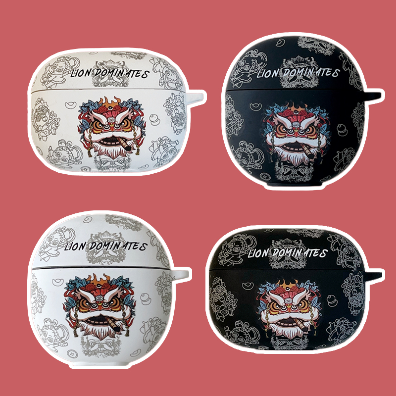 适用vivo tws4保护套3e 3i 2e舞狮vivotwsair国潮风iqootwsair无线蓝牙耳机壳a3磨砂a2 a1 pro防摔1e 1i