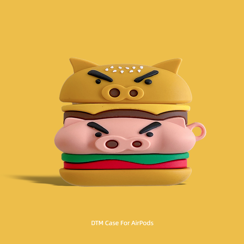 肥嘟嘟左卫门适用苹果airpods保护套pro2汉堡包3二代三代airpodspro无线蓝牙耳机壳四代五代硅胶防摔