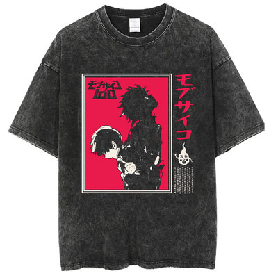灵能百分百MOB PSYCHO 100动漫水洗做旧宽松大码男女上衣美式T恤