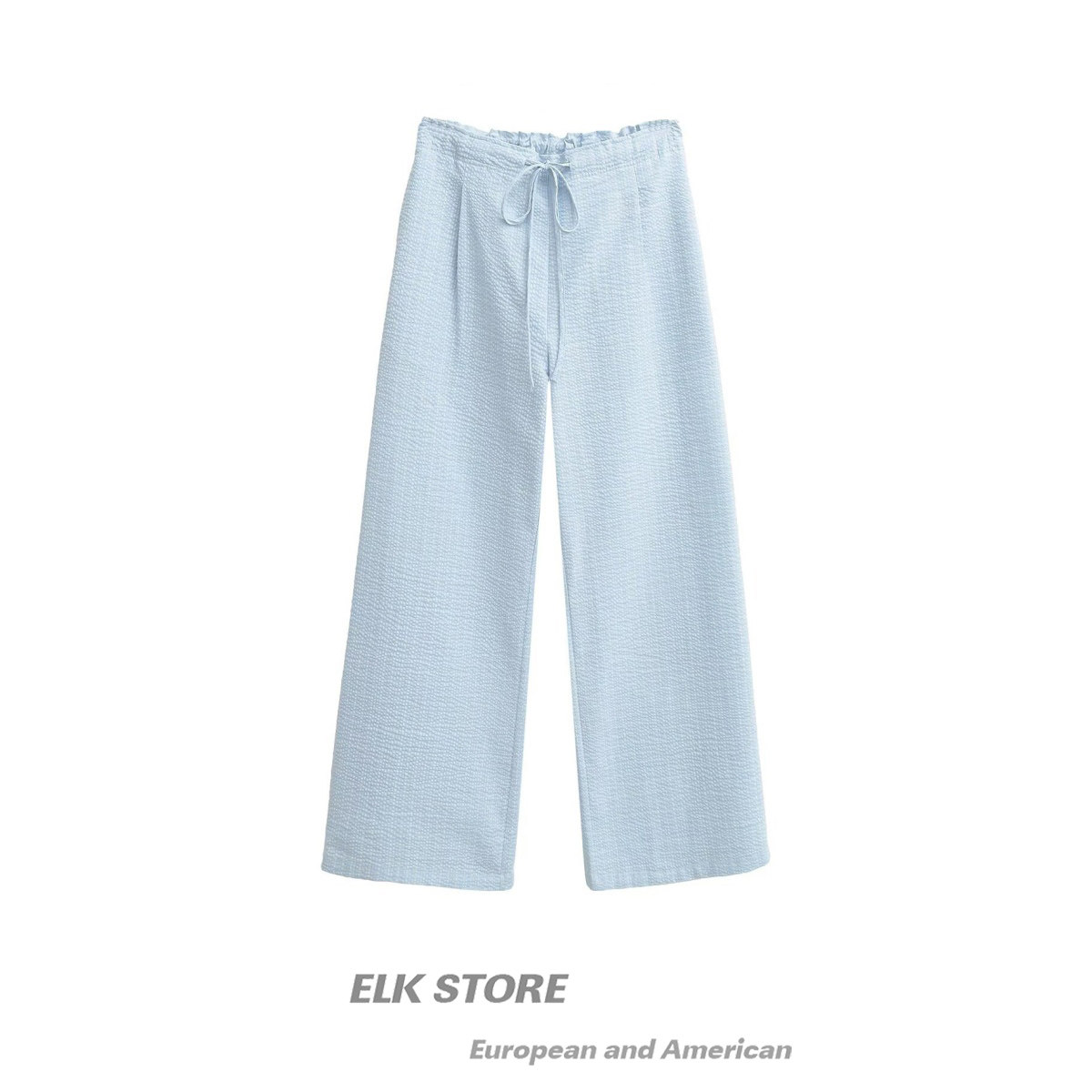 美式复古蓝色格子阔腿休闲裤女清凉感夏季新款低腰宽松裤子直筒裤,女装/女士精品,休闲裤,淘宝优惠券,粉丝福利购,淘宝优惠卷