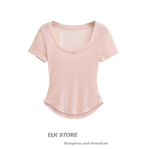 性感辣妹显胸大基础短袖t恤上衣