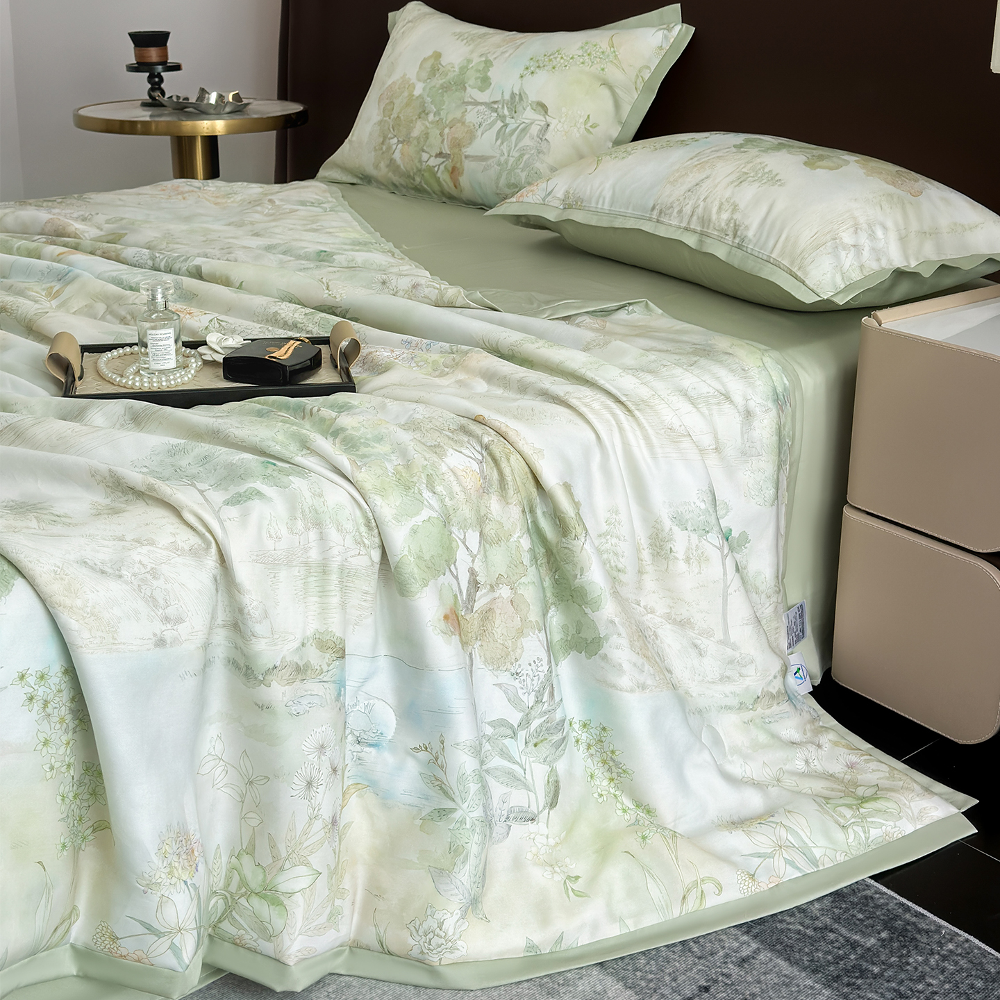 天丝夏凉被四件套2025新款冰丝凉感空调被单双人夏被可机洗薄被子