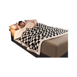 棋盘格美容床珊瑚绒毛毯沙发盖毯加厚办公室午睡毯子冬季床单被子