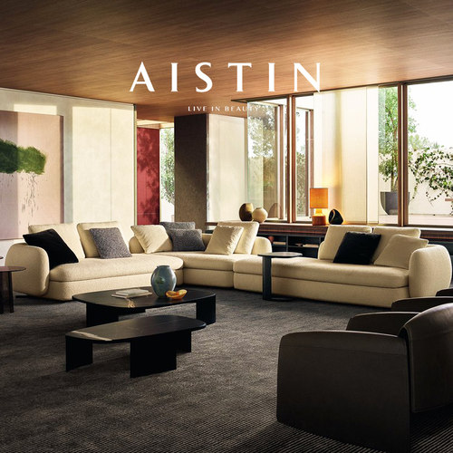 Poliform saint germain意式轻奢布艺真皮沙发客厅简约现代设计师