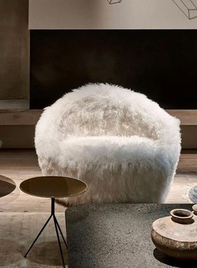 Aistin高定/Baxter/意大利ARTIK进口滩羊毛休闲椅躺椅单人老虎椅