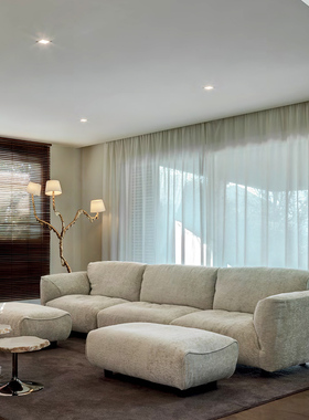 Aistin高定/edra/意大利现代简约小户型客厅直排Soffice布艺沙发