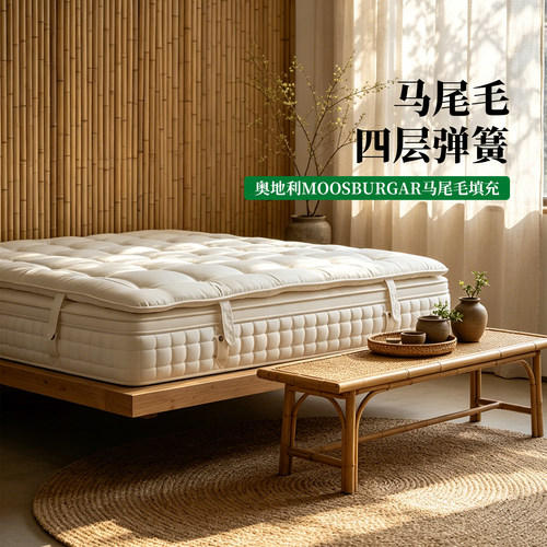 【马尾毛+羊毛】四层无胶水弹簧寝物全手工定制拉扣顶垫/床垫家用