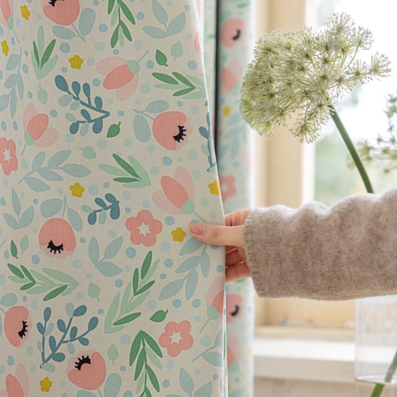 多巴胺可爱加厚雪尼尔窗帘布料春日田园小碎花园小清新遮光纱客厅