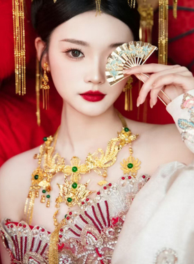 新娘中式金色龙凤古风项圈