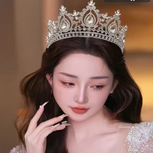 新娘皇冠头饰金色皇冠王冠女结婚晨袍发饰新中式汉服配饰古风发饰