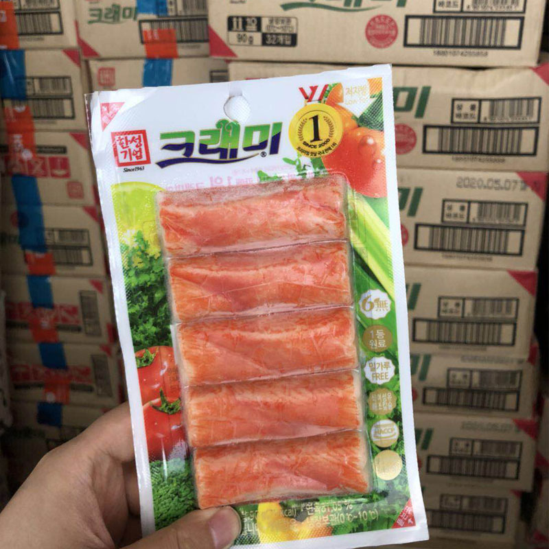 韩国进口可莱美模拟蟹柳即食手撕色拉蟹足蟹棒零食蟹肉棒90g*40袋