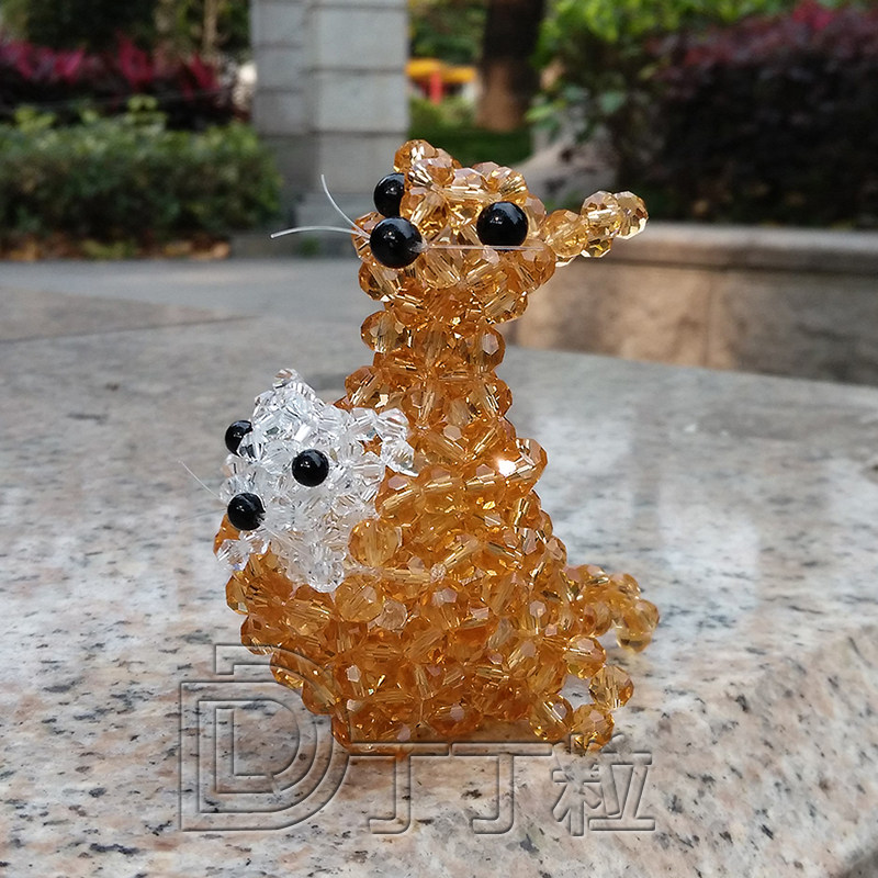 成品手工串珠水晶摆件袋鼠小摆设