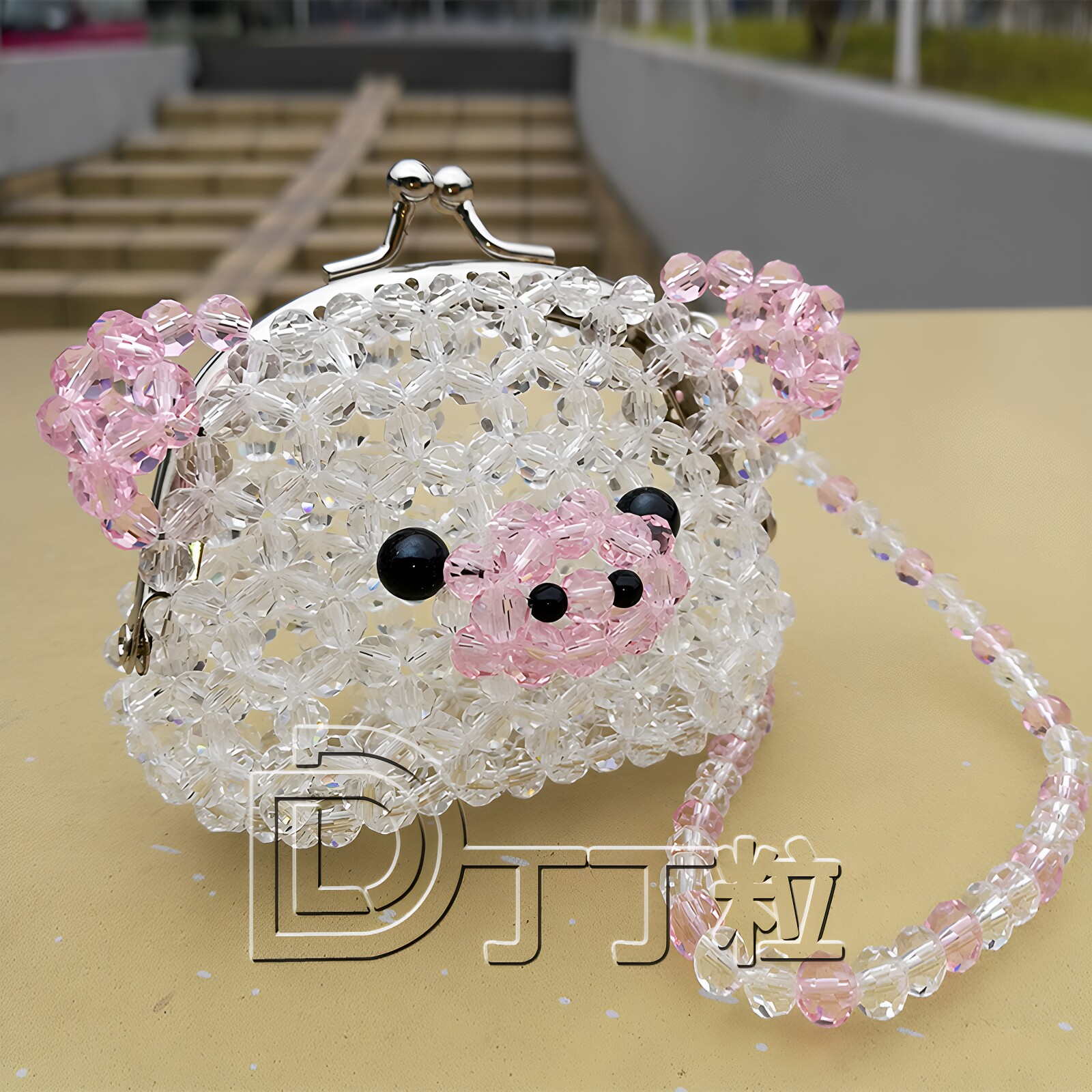手工串珠小猪头零钱包