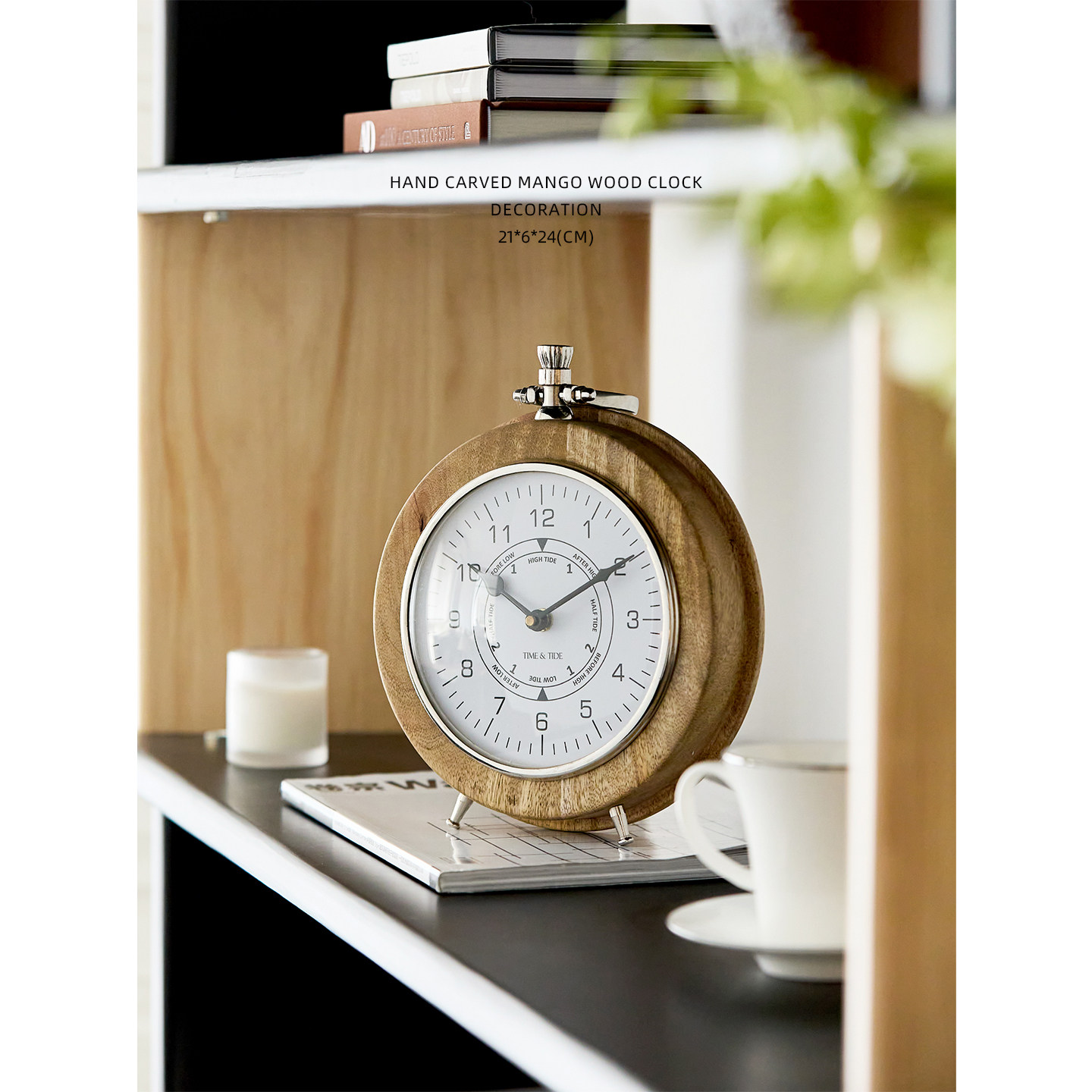 迷屿居家古董钟表中古芒果木手雕可挂可摆放时钟卧室书房桌面座钟,家居饰品,座钟,淘宝优惠券,粉丝福利购,淘宝优惠卷