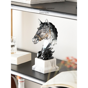 迷屿现代新中式马头雕塑摆件客厅书房装饰马首摆设家居风水礼物