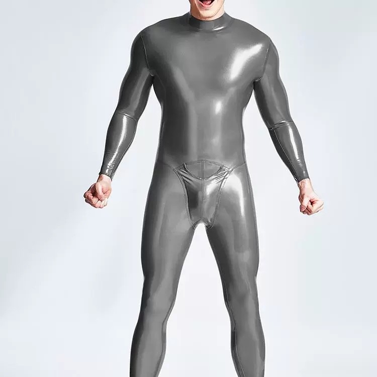 乳胶衣 无拉链脖子进入 挡片 latex catsuit 男 高弹力