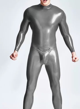 乳胶衣 无拉链脖子进入 挡片 latex catsuit 男 高弹力