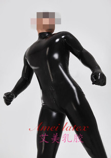 Latex 乳胶衣 带五指袜 无拉链脖子进入乳胶衣 高弹乳胶衣定做 男