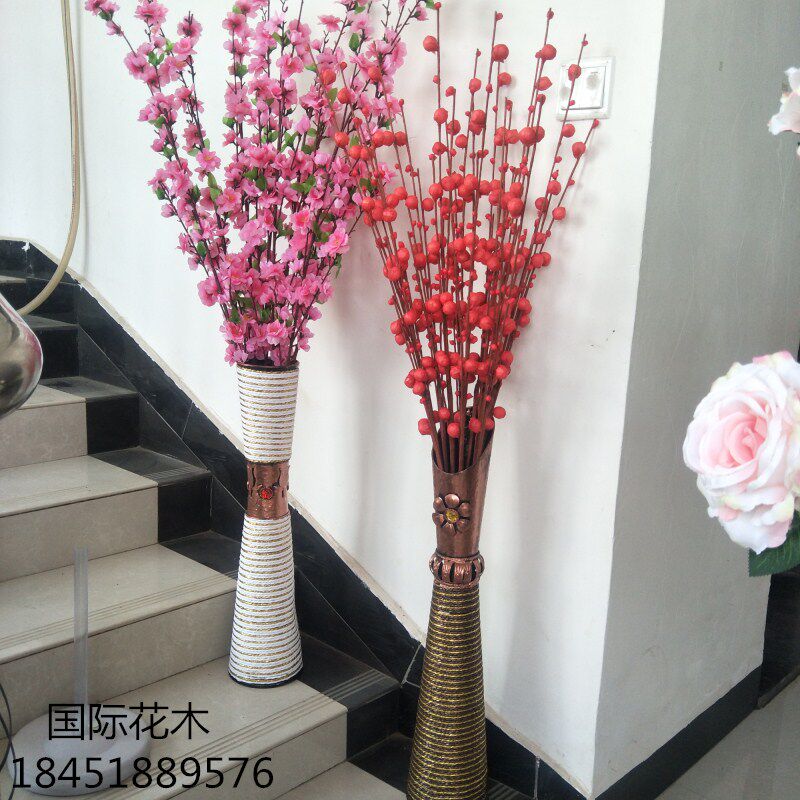 喜梅 干枝梅 大银柳彩色装饰花摆放花艺假花干花仿真花落地绢花