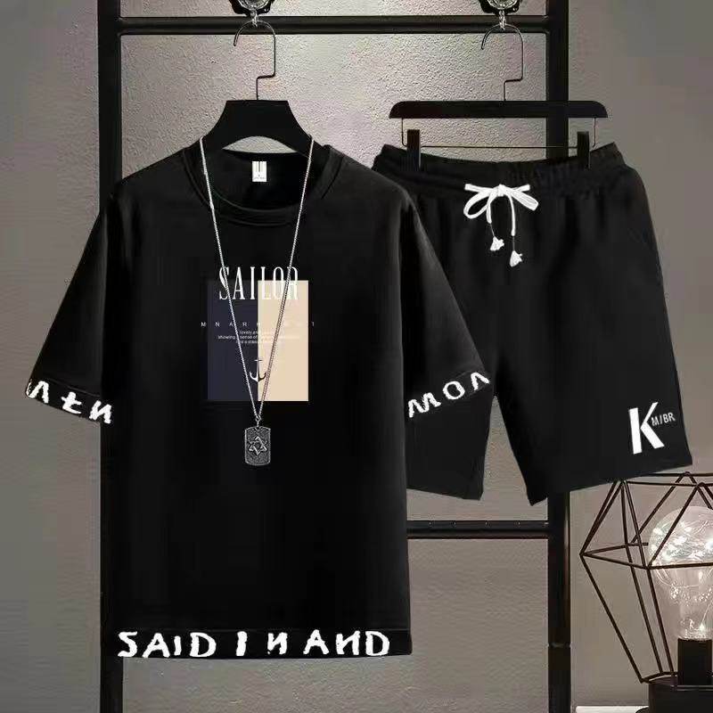 2026夏季新款男士短袖短裤帅气青年潮牌衣服两件装休闲运动套装男,男装,时尚套装,淘宝优惠券,粉丝福利购,淘宝优惠卷