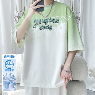 旋律风车大码 特P25 夏季 HT25531 2025 冰丝印花短袖 新款 T恤M