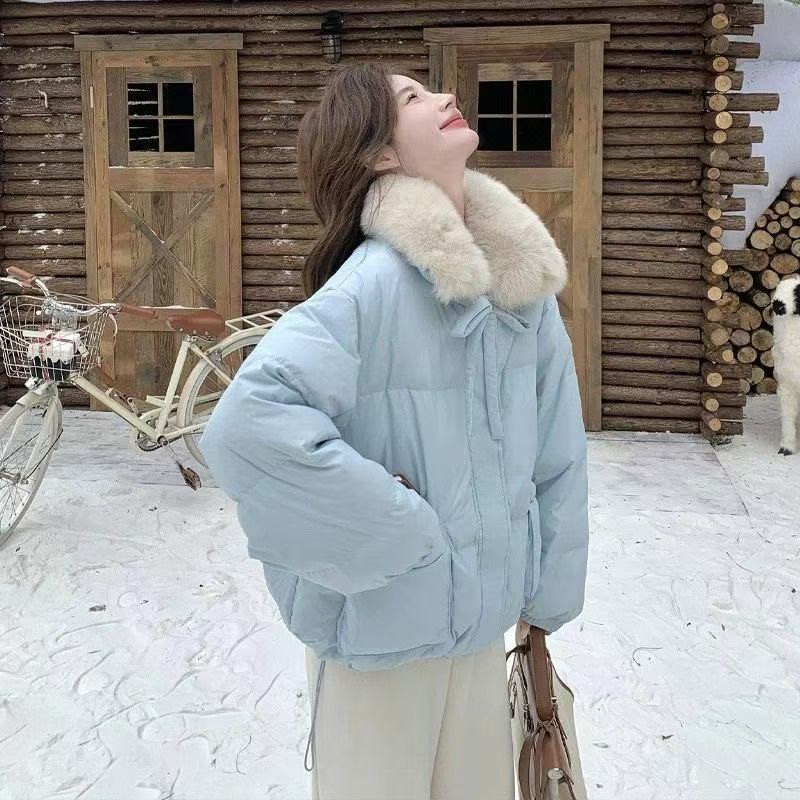 巨好看大毛领短款小个子面包服