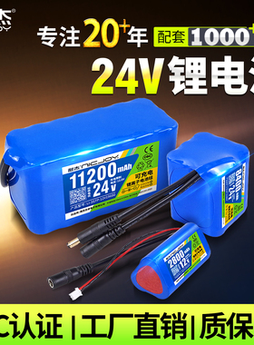 耐杰24V锂电池组大容量三元功率电源电瓶包可充电便携6串伏充电器