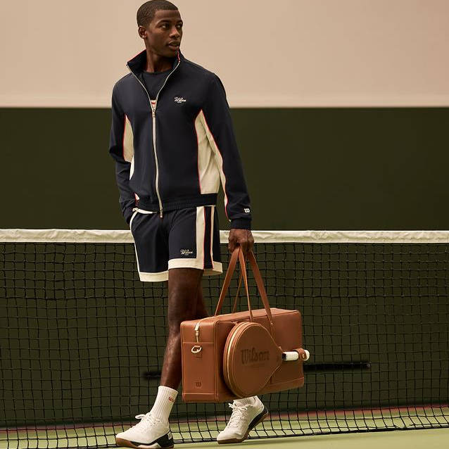 代购Wlison SHOWMAN威尔胜网球包复古黑色皮革网球包运动包球拍包