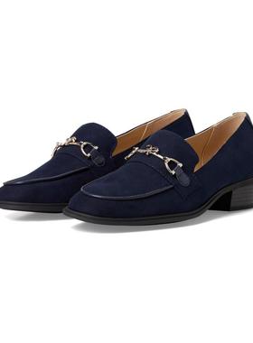 代购BANDOLINO女士乐福鞋轻便舒适防滑透气圆头中跟套脚金属装饰