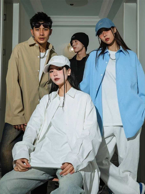 春秋宽松休闲纯色百搭长袖衬衣