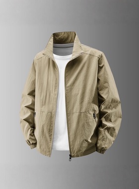 日系宽松休闲立领夹克秋季新款bdls纯色百搭男女款户外防晒外套