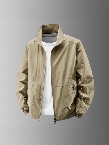 日系宽松休闲立领夹克秋季新款bdls纯色百搭男女款户外防晒外套