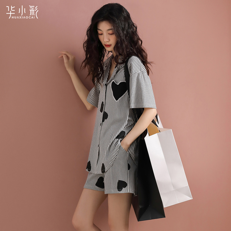 夏季条纹纯棉时尚睡衣可外穿出门