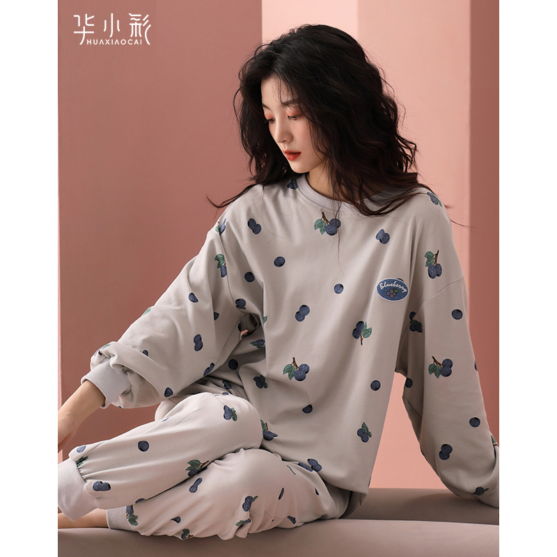 睡衣女款春秋季纯棉长袖休闲套头