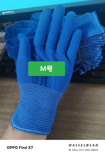轻薄款宝蓝尼龙纱线手套SML湖蓝色M透气弹力开车防晒干礼仪广场舞