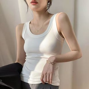 外穿螺纹纯棉吊带背心女夏U领防走光内搭无袖 上衣 打底衫 百搭大码