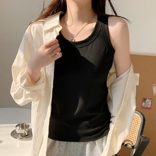 防走光螺纹吊带背心女运动外穿宽肩带夏季 上衣 春秋无袖 内搭打底衫