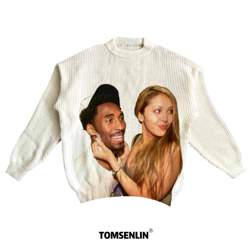 tomsenlin科比kobe瓦妮莎情侣美式康丽印花慵懒休闲毛衣