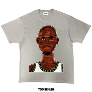tomsenlin汤森林原创森林狼队名宿狼王凯文加内特插画人像美式短