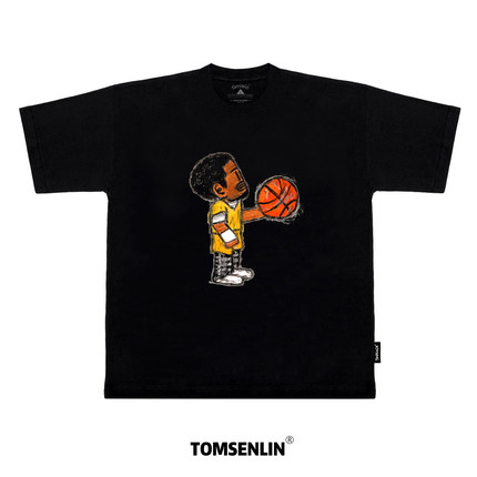 tomsenlin×插画师Gqq联名款科比罚球插画康丽印花短袖