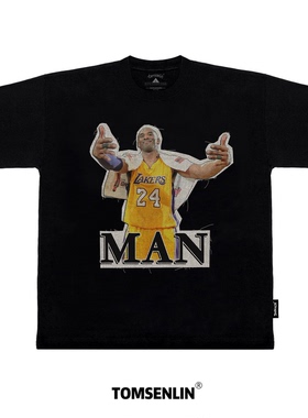 tomsenlin科比KOBE“MAN”设计款复古线毯手工贴布remake短袖