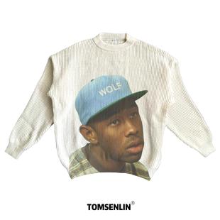 tomsenlin康丽印花直喷泰勒Clenafit秋冬慵懒毛衣卫衣长短袖