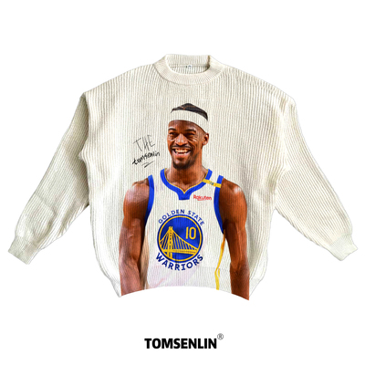 tomsenlin吉米巴特勒美式康丽印花人物慵懒休闲毛衣