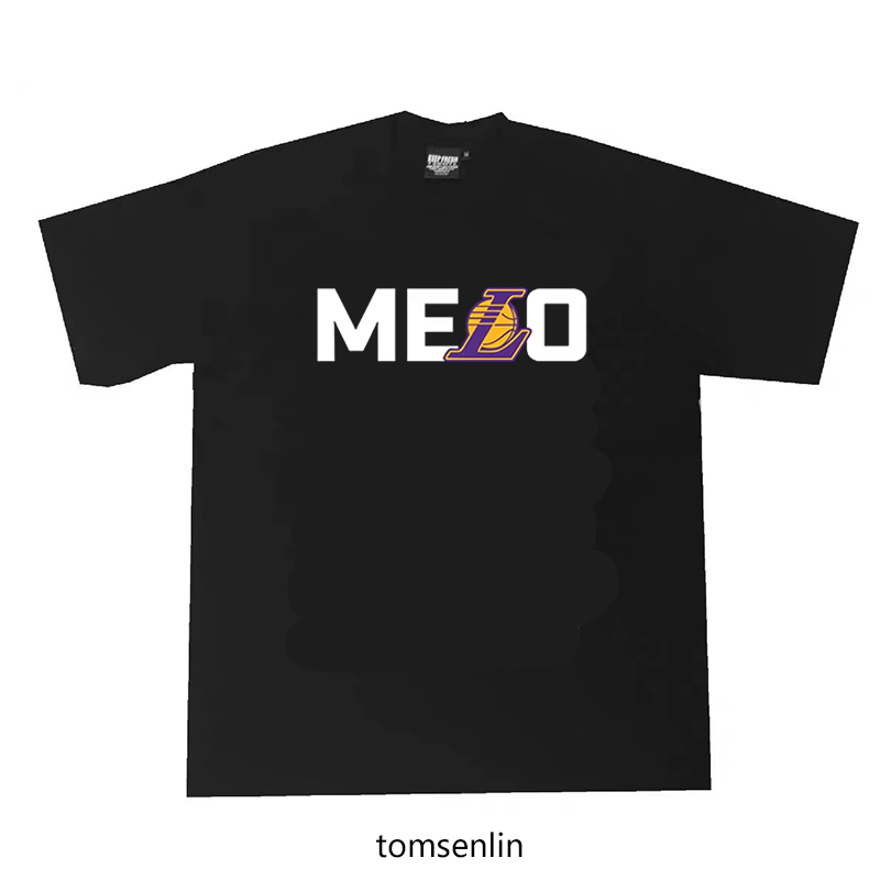 tomsenlin湖人队卡梅隆安东尼MELO湖人LOGO创意短袖复古嘻哈美潮