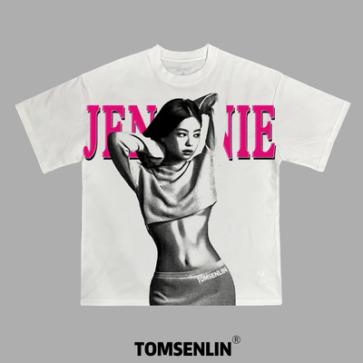 tomsenlin汤森林原创JENNIE金珍妮BLACKPINK成员半身美式复古短袖