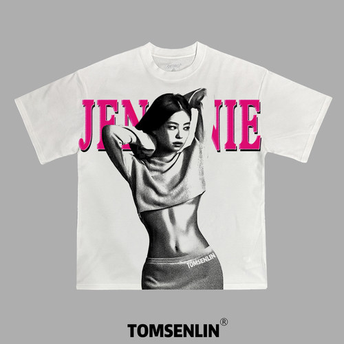 tomsenlin汤森林原创JENNIE金珍妮BLACKPINK成员半身美式复古短袖