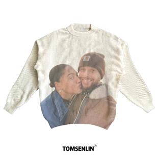 tomsenlin康丽印花直喷库里夫妇Clenafit秋冬慵懒毛衣卫衣长短袖