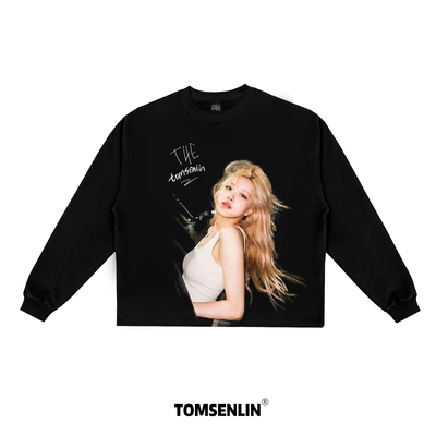 tomsenlin朴彩英BLACKPINK成员ROSÉ康丽印花长短袖卫衣
