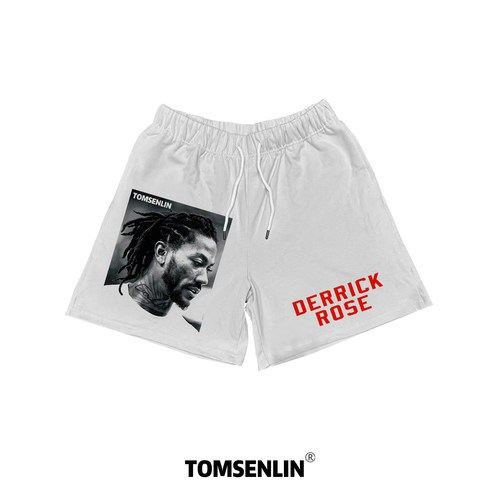 tomsenlinSS美式阿伦艾弗森黑色复古印花系列短裤